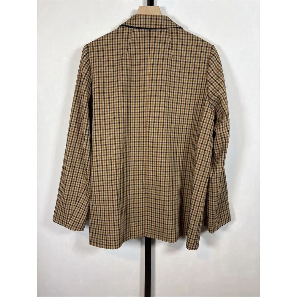 Madewell Caldwell Double Breasted Blazer Women XL Brown Plaid Oversized Academia